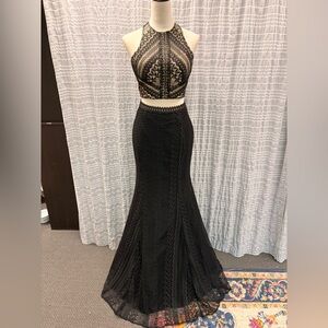 Alyce Paris Black Lace Two-Piece Gown